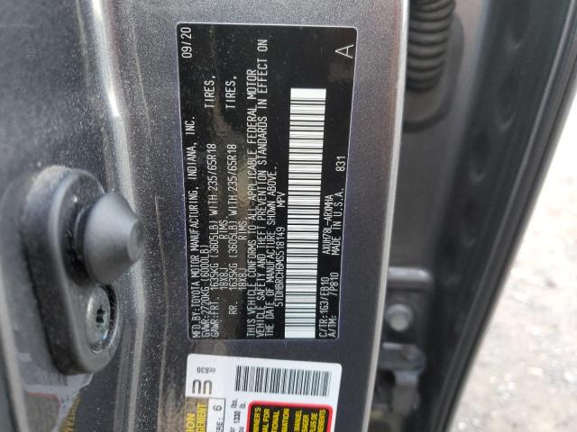 5TDHBRCH6MS518149 - 2021 TOYOTA HIGHLANDER HYBRID XLE GRAY photo 13