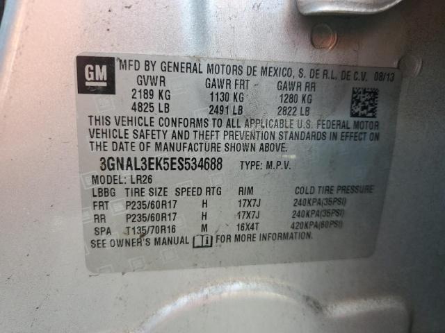 3GNAL3EK5ES534688 - 2014 CHEVROLET CAPTIVA LT 银色 照片 13