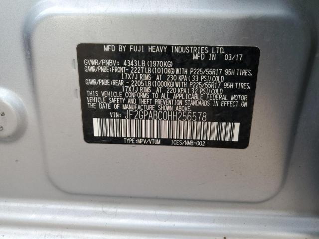 JF2GPABC0HH256578 - 2017 SUBARU CROSSTREK PREMIUM 银色 照片 13