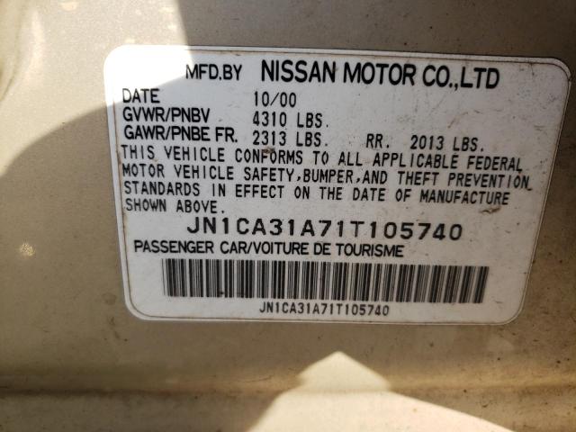 JN1CA31A71T105740 - 2001 NISSAN MAXIMA GXE TAN photo 12