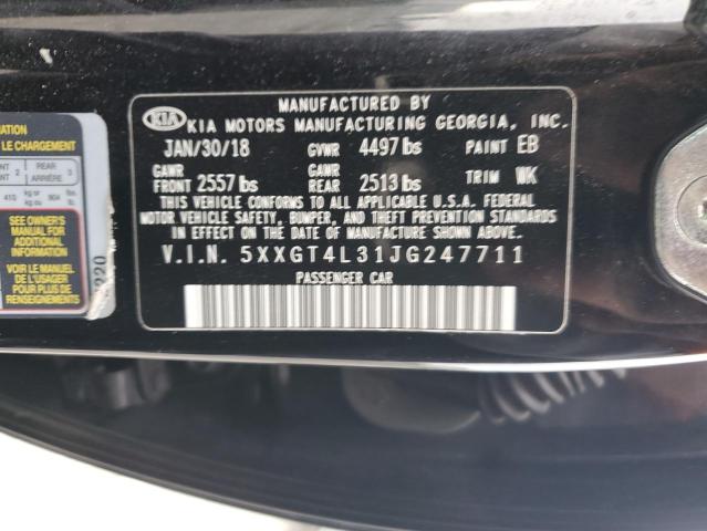 5XXGT4L31JG247711 - 2018 KIA OPTIMA LX შავი ფოტო 13