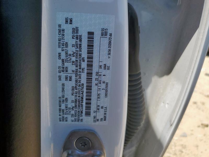 1FMCU0F68MUA07639 - 2021 FORD ESCAPE S თეთრი ფოტო 13