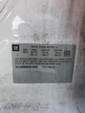 1G1JC6SH6C4212098 - 2012 CHEVROLET SONIC LT WHITE photo 13