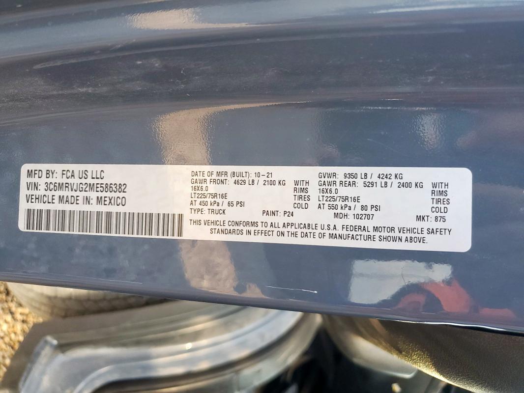 3C6MRVJG2ME586382 - 2021 RAM PROMASTER 3500 HIGH Niebieski zdjęcie 13