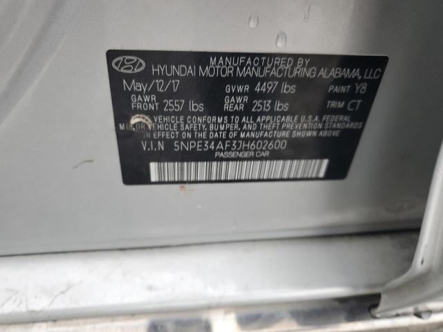 5NPE34AF3JH602600 - 2018 HYUNDAI SONATA SPORT Argent photo 13