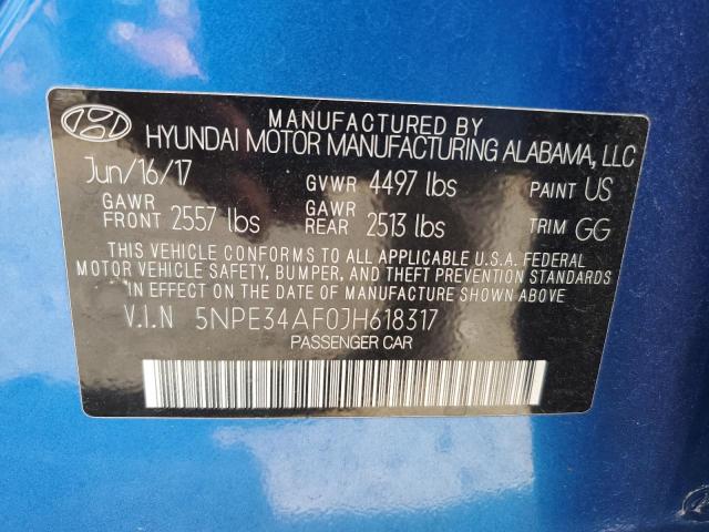 5NPE34AF0JH618317 - 2018 HYUNDAI SONATA SPORT Синий фото 12