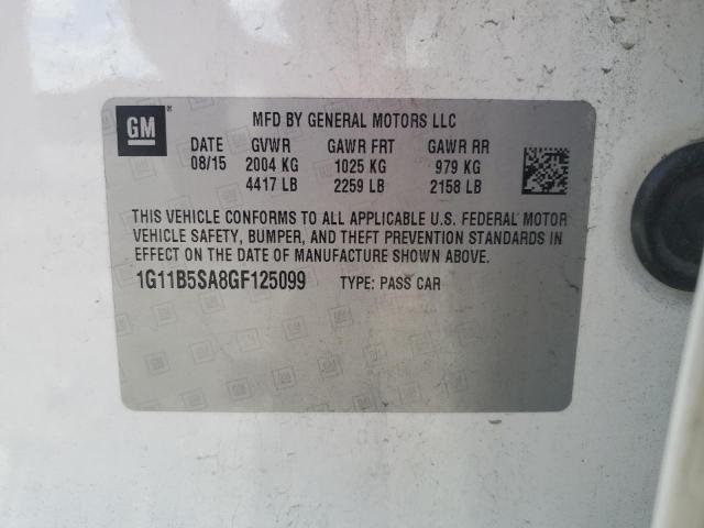 1G11B5SA8GF125099 - 2016 CHEVROLET MALIBU LIM LS WHITE photo 12