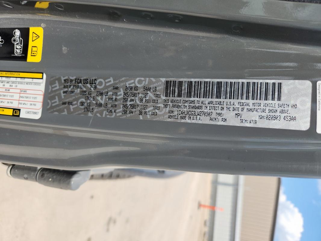 1C4HJXDG3LW270907 - 2020 JEEP WRANGLER U SPORT 灰色 照片 12