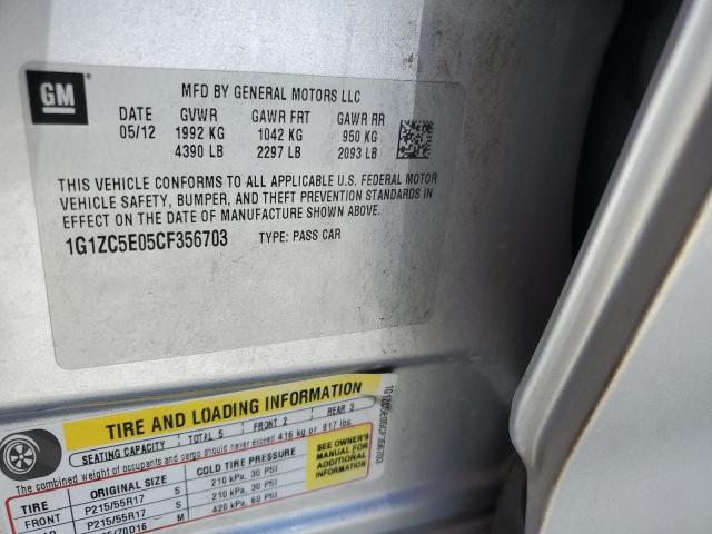 1G1ZC5E05CF356703 - 2012 CHEVROLET MALIBU 1LT SILVER photo 12