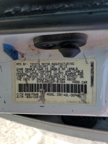 5YFBU4EEXDP101924 - 2013 TOYOTA COROLLA BASE თეთრი ფოტო 12