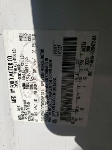 1FTKR1AD0BPB01202 - 2011 FORD RANGER WHITE photo 12