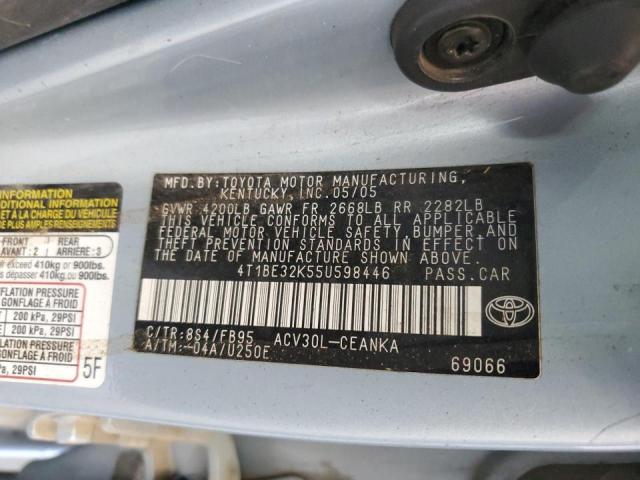 4T1BE32K55U598446 - 2005 TOYOTA CAMRY LE ლურჯი ფოტო 13