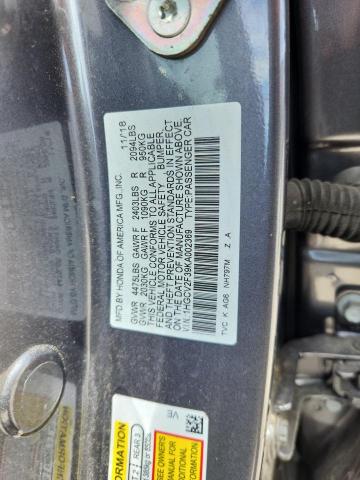 1HGCV2F39KA002369 - 2019 HONDA ACCORD SPORT Сұр фото 12