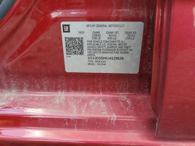 1G1JD5SH0J4129626 - 2018 CHEVROLET SONIC LT RED photo 13