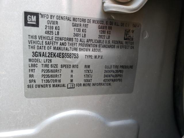 3GNAL2EK4ES658753 - 2014 CHEVROLET CAPTIVA LS 银色 照片 12