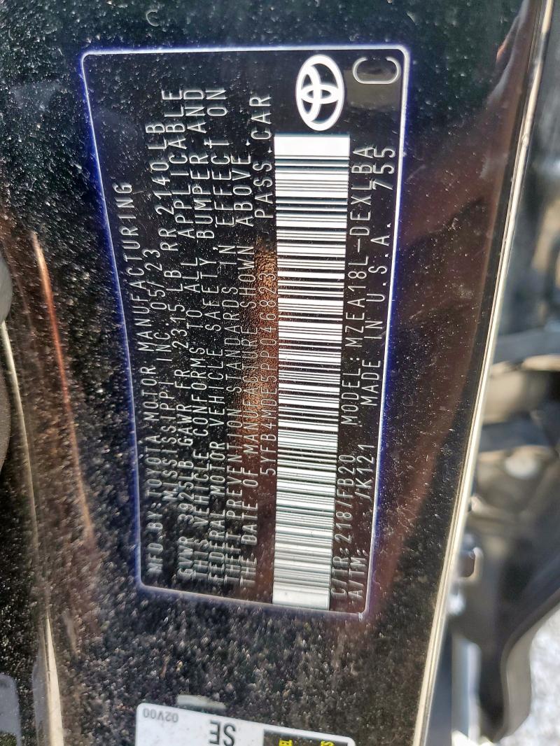 5YFB4MDE5PP046823 - 2023 TOYOTA COROLLA LE BLACK photo 12