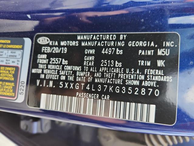 5XXGT4L37KG352870 - 2019 KIA OPTIMA LX BLUE photo 12