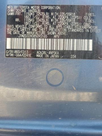 JTMZD32V085092165 - 2008 TOYOTA RAV4 SPORT Mavi foto 13