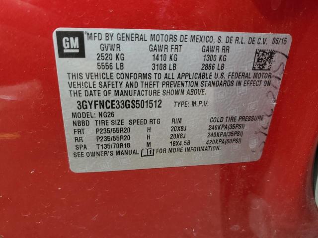 3GYFNCE33GS501512 - 2016 CADILLAC SRX PERFORMANCE COLLECTION Қызыл фото 13