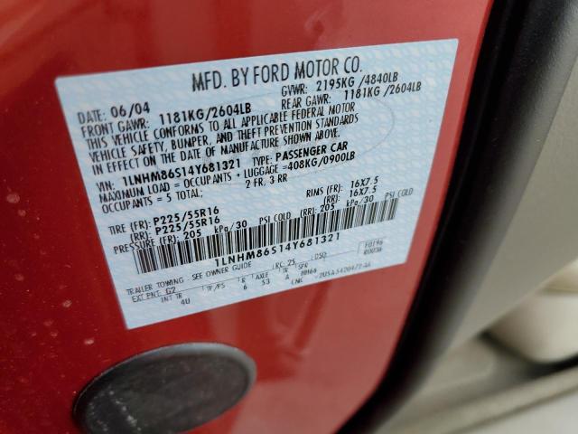 1LNHM86S14Y681321 - 2004 LINCOLN LS 红色 照片 13