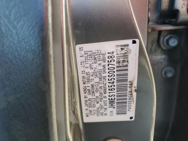 JHMES16545S007584 - 2005 HONDA CIVIC LX SILVER photo 12