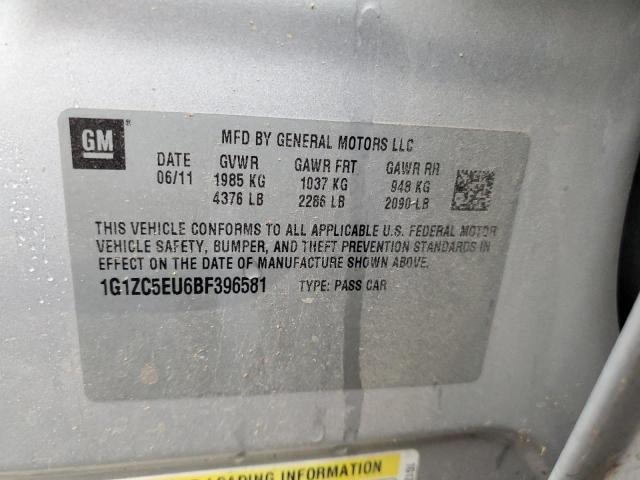 1G1ZC5EU6BF396581 - 2011 CHEVROLET MALIBU 1LT 银色 照片 12