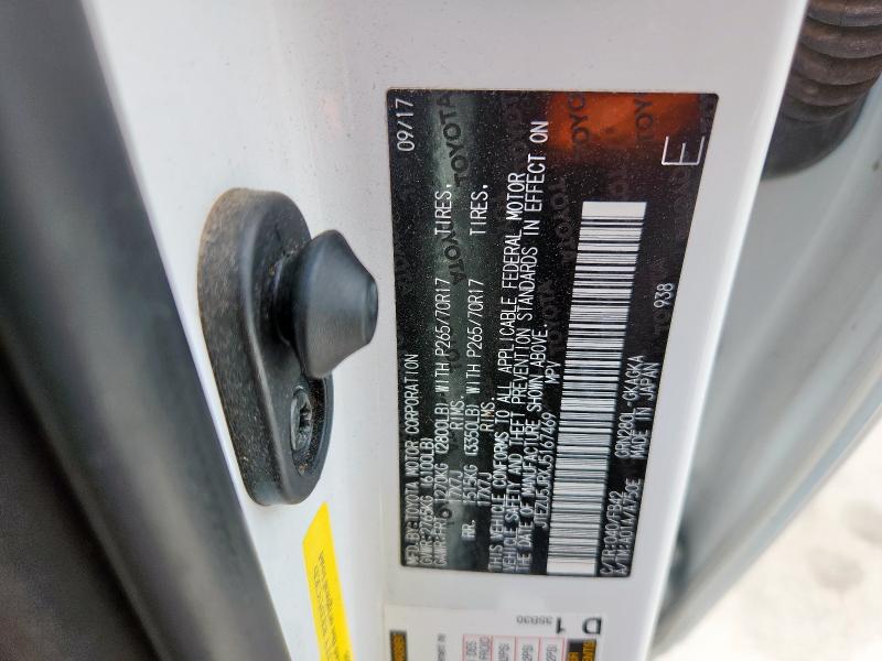 JTEZU5JRXJ5167469 - 2018 TOYOTA 4RUNNER SR5 أبيض صورة 13