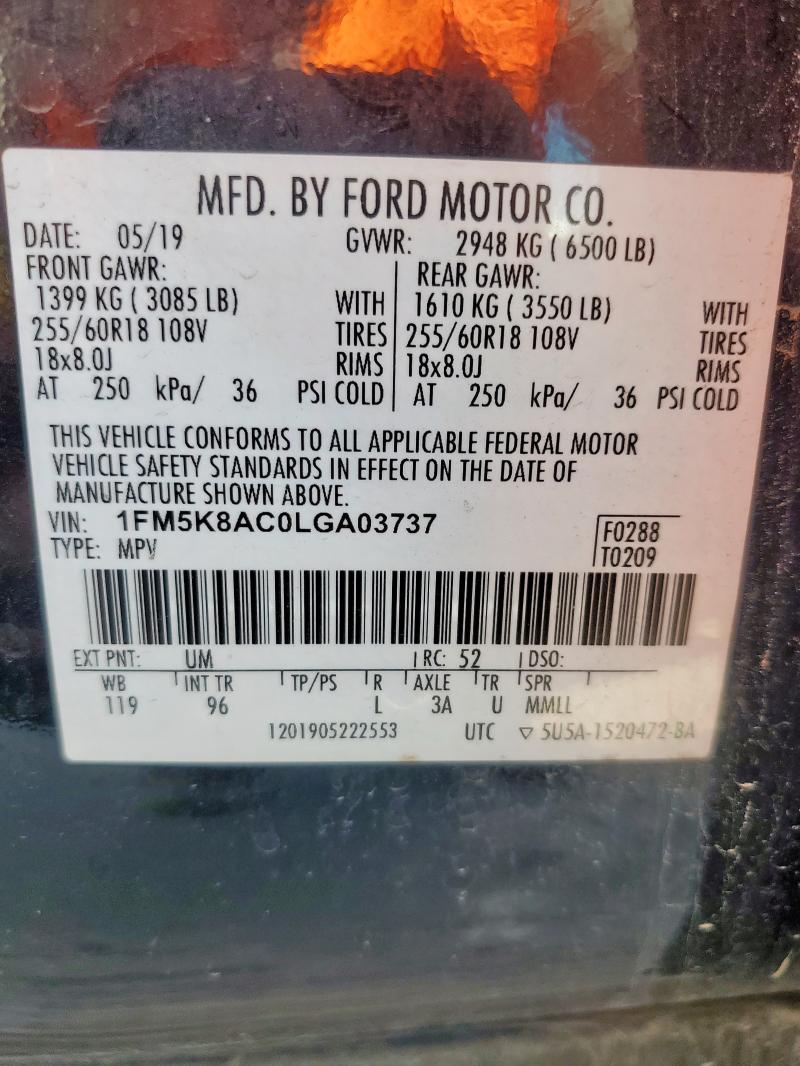 1FM5K8AC0LGA03737 - 2020 FORD EXPLORER POLICE INTERCEPTOR BLACK photo 13