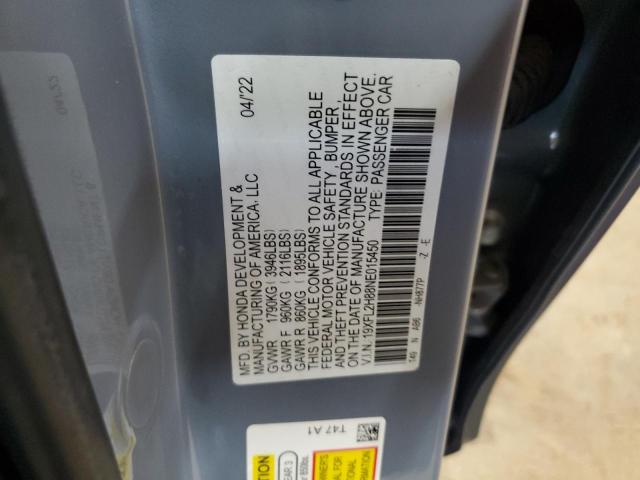 19XFL2H88NE015450 - 2022 HONDA CIVIC SPORT GRAY photo 12