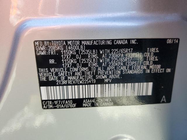 2T3RFREV7EW225419 - 2014 TOYOTA RAV4 XLE SILVER photo 13