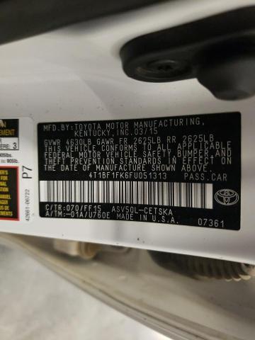 4T1BF1FK6FU051313 - 2015 TOYOTA CAMRY LE 白色 照片 12
