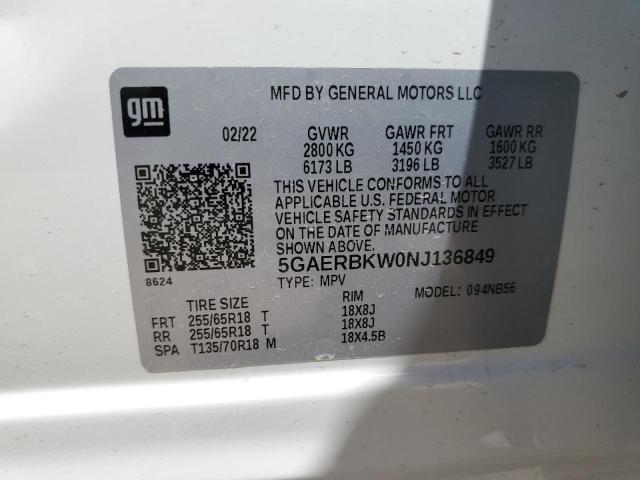 5GAERBKW0NJ136849 - 2022 BUICK ENCLAVE ESSENCE 白色 照片 14