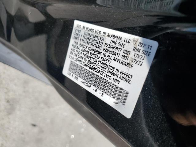 5FNRL5H67BB052413 - 2011 HONDA ODYSSEY EXL შავი ფოტო 13