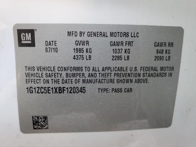 1G1ZC5E1XBF120345 - 2011 CHEVROLET MALIBU 1LT WHITE photo 12