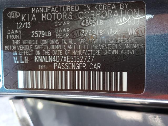 KNALN4D7XE5152727 - 2014 KIA CADENZA PREMIUM BLUE photo 12