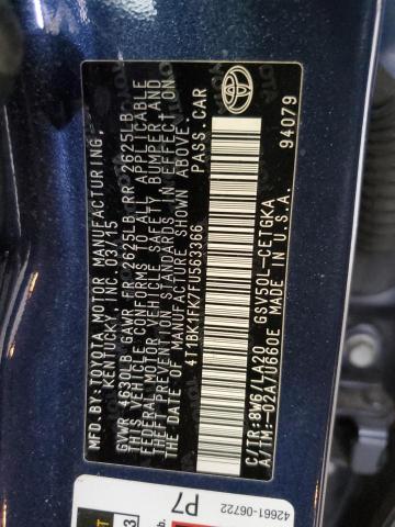 4T1BK1FK7FU563366 - 2015 TOYOTA CAMRY XSE Mavi foto 12