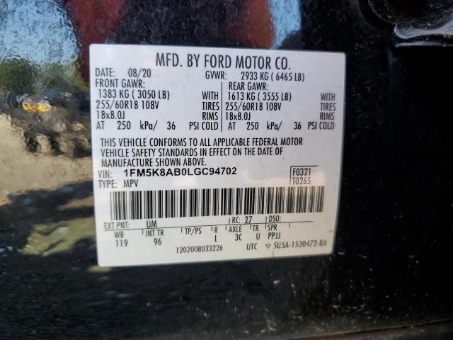 1FM5K8AB0LGC94702 - 2020 FORD EXPLORER POLICE INTERCEPTOR 黑色 照片 13