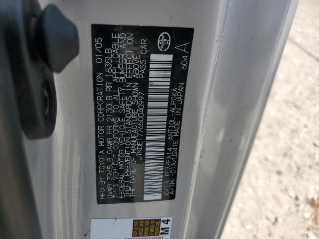 JTKDE177650040997 - 2005 TOYOTA SCION TC ვერცხლისფერი ფოტო 12