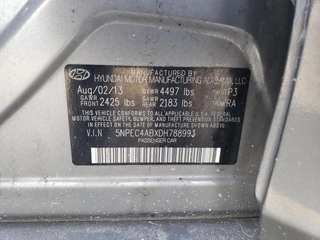 5NPEC4ABXDH788993 - 2013 HYUNDAI SONATA SE GRAY photo 12