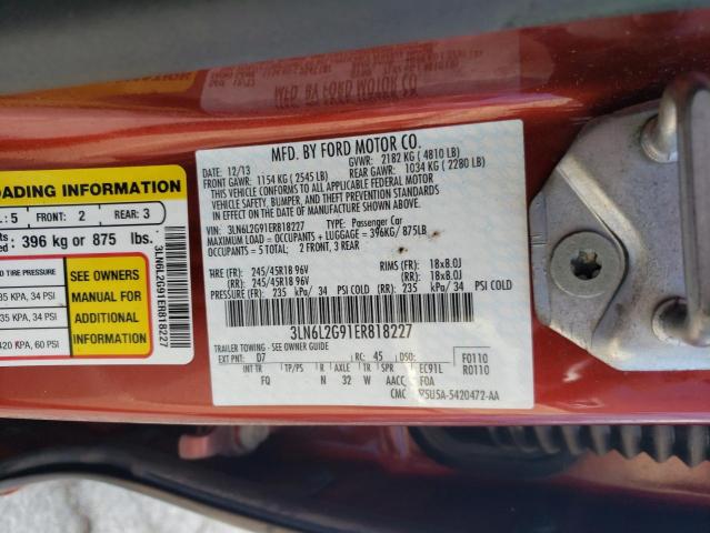 3LN6L2G91ER818227 - 2014 LINCOLN MKZ BURGUNDY photo 13