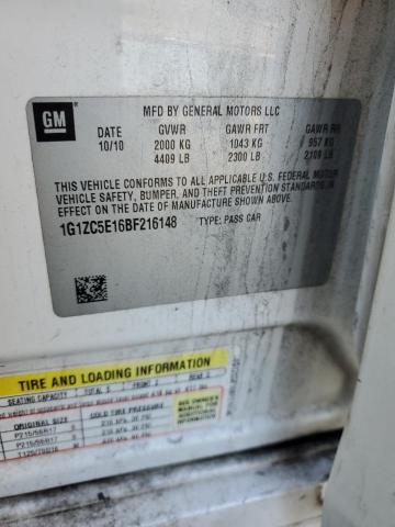 1G1ZC5E16BF216148 - 2011 CHEVROLET MALIBU 1LT WHITE photo 12