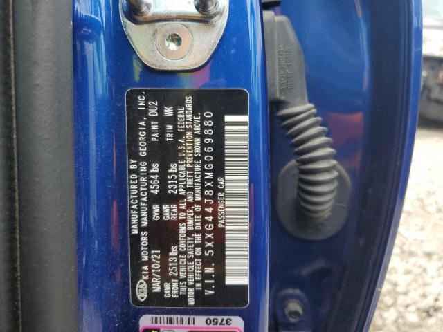 5XXG44J8XMG069880 - 2021 KIA K5 GT BLUE photo 12