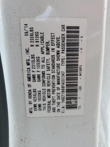 1HGCT1B86FA001347 - 2015 HONDA ACCORD EXL 白色 照片 12