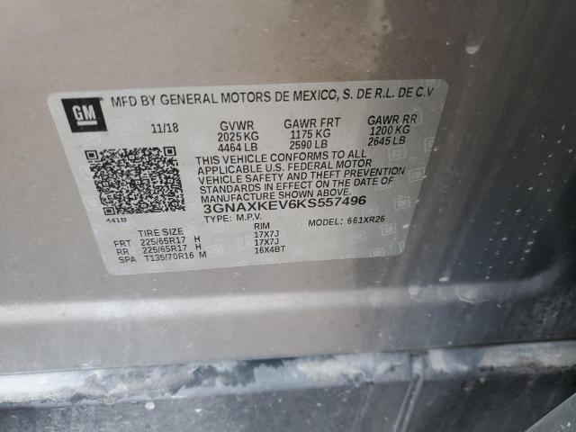 3GNAXKEV6KS557496 - 2019 CHEVROLET EQUINOX LT TAN photo 14