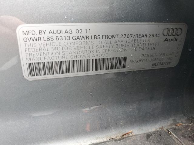 WAUFGAFB6BN061280 - 2011 AUDI A6 PREMIUM PLUS SILVER photo 12