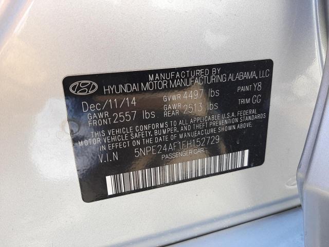 5NPE24AF1FH152729 - 2015 HYUNDAI SONATA SE SILVER photo 12