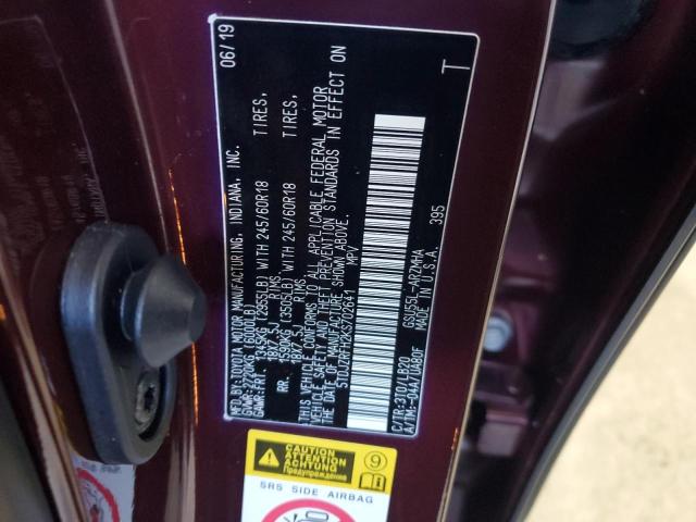 5TDJZRFH2KS702641 - 2019 TOYOTA HIGHLANDER SE 栗色 照片 14