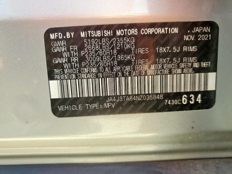 JA4J3TA84NZ035848 - 2022 MITSUBISHI OUTLANDER ES SILVER photo 13