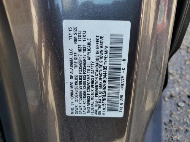 5FNRL5H62GB044405 - 2016 HONDA ODYSSEY EXL GRAY photo 13