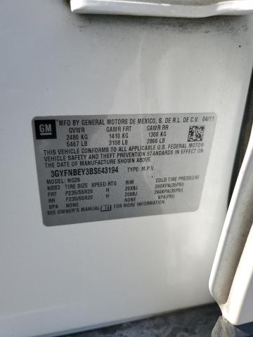 3GYFNBEY3BS643194 - 2011 CADILLAC SRX PERFORMANCE COLLECTION Biały zdjęcie 13